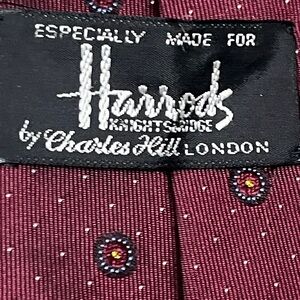 Harrods Burgundy Patterned Tie by Charles Hill